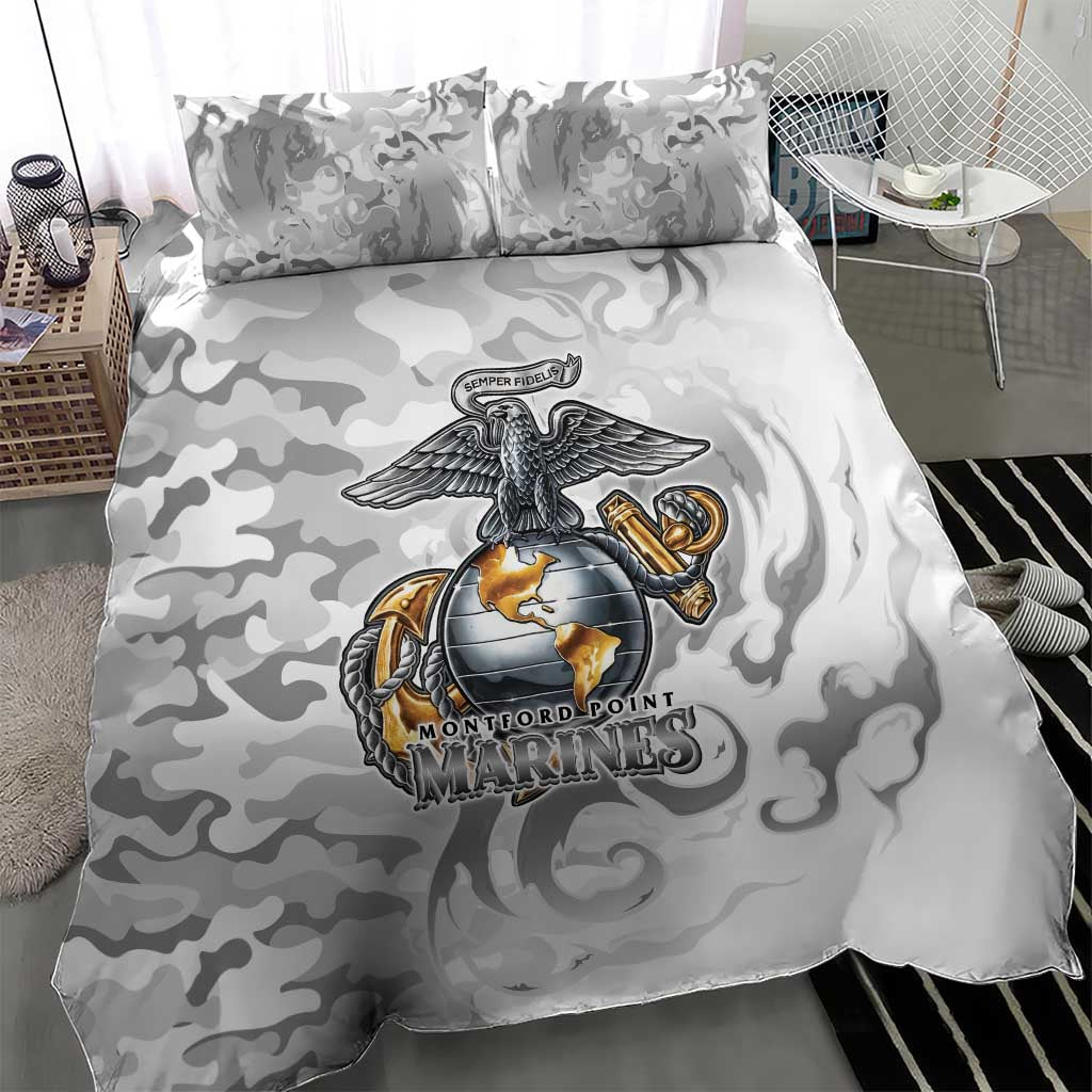 Montford Point Marines Bedding Set Flame Fire Military White Camo
