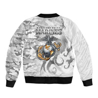 Montford Point Marines Bomber Jacket Flame Fire Military White Camo