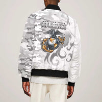Montford Point Marines Bomber Jacket Flame Fire Military White Camo