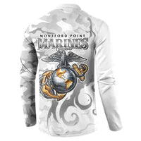 Montford Point Marines Button Sweatshirt Flame Fire Military White Camo