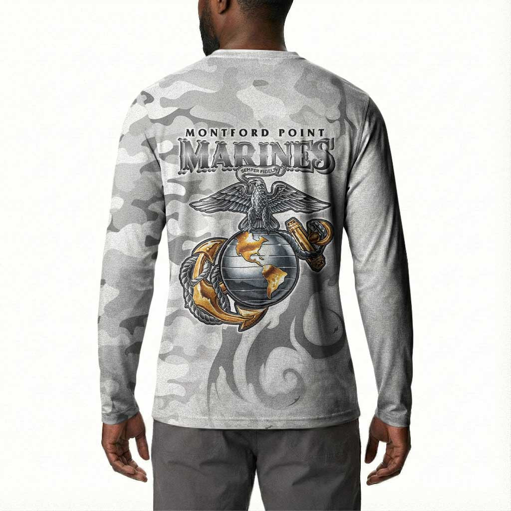 Montford Point Marines Button Sweatshirt Flame Fire Military White Camo