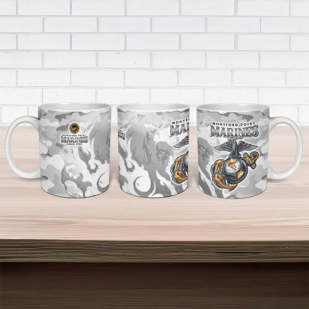 Montford Point Marines Ceramic Mug Flame Fire Military White Camo