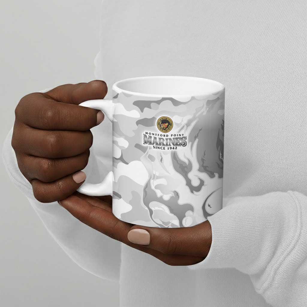 Montford Point Marines Ceramic Mug Flame Fire Military White Camo