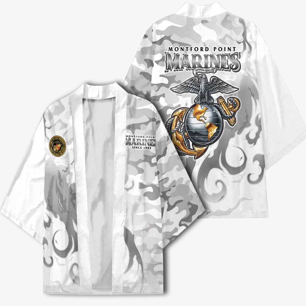 Montford Point Marines Kimono Flame Fire Military White Camo