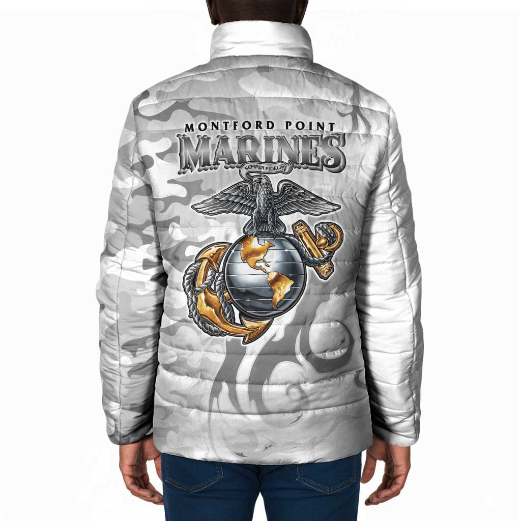 Montford Point Marines Padded Jacket Flame Fire Military White Camo