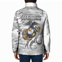 Montford Point Marines Padded Jacket Flame Fire Military White Camo