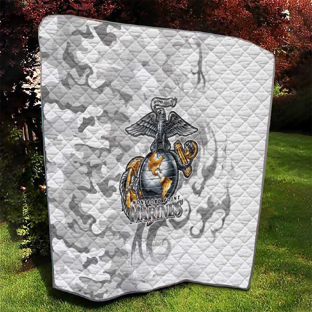 Montford Point Marines Quilt Flame Fire Military White Camo