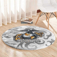 Montford Point Marines Round Carpet Flame Fire Military White Camo