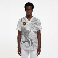 Montford Point Marines Scrub Top Flame Fire Military White Camo