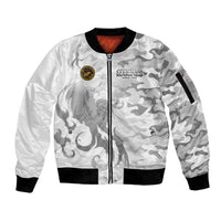 Montford Point Marines Sleeve Zip Bomber Jacket Flame Fire Military White Camo