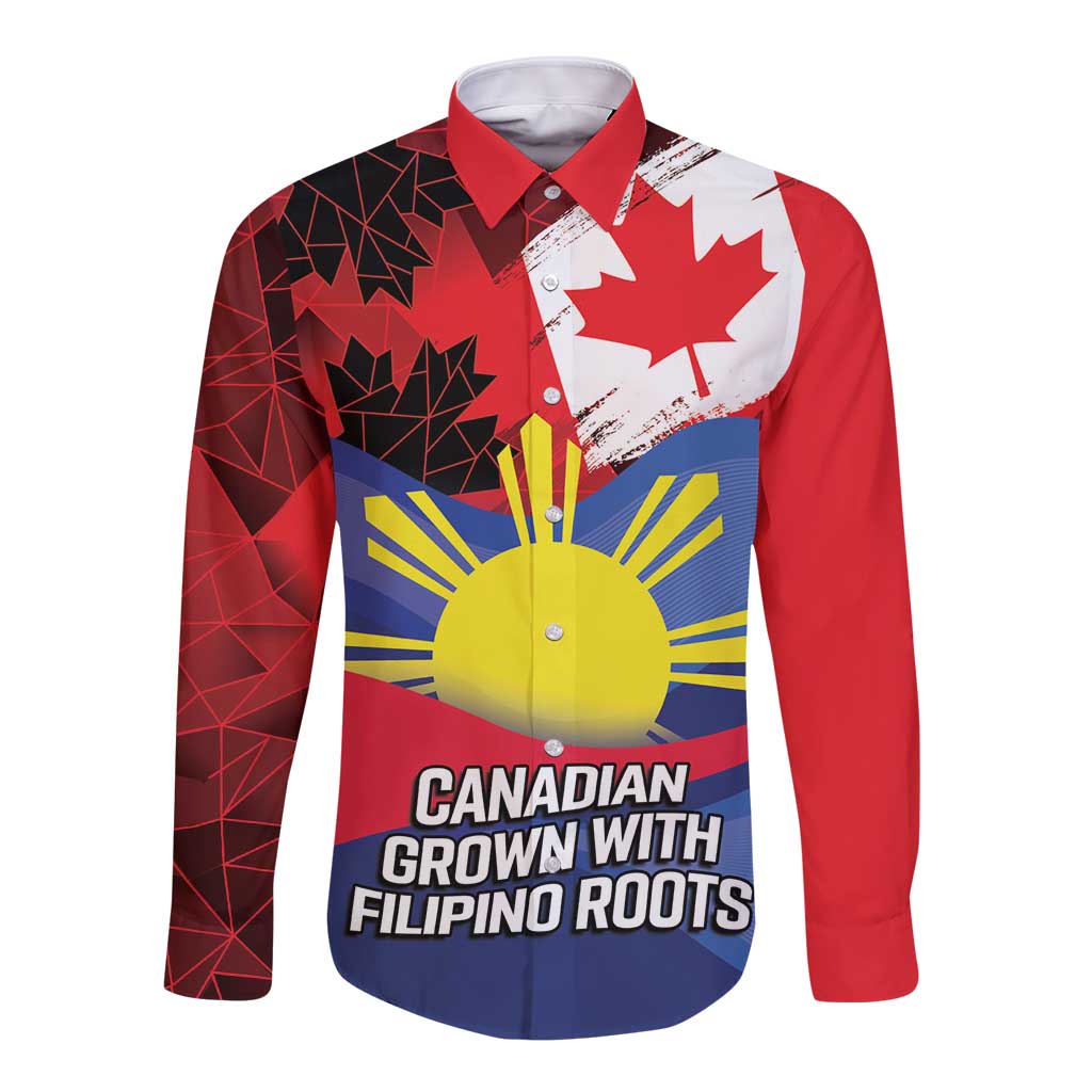 Personalized Canadian Grown With Filipino Roots Long Sleeve Button Shirt