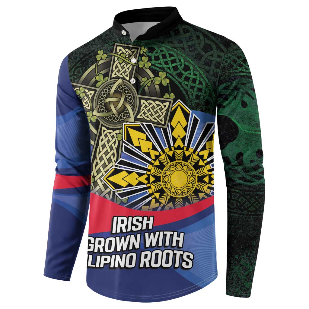Personalized Irish Grown With Filipino Roots Button Sweatshirt