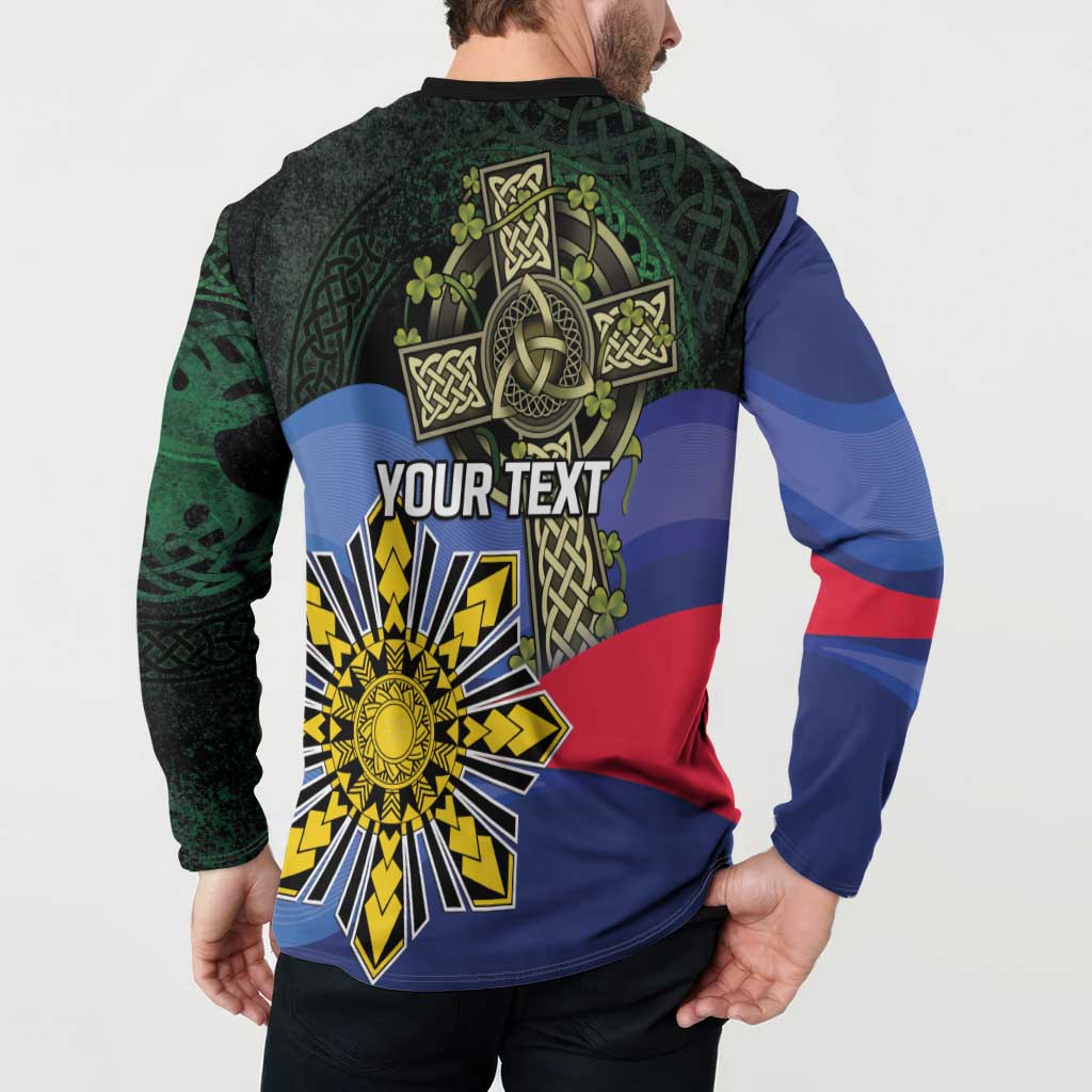 Personalized Irish Grown With Filipino Roots Button Sweatshirt