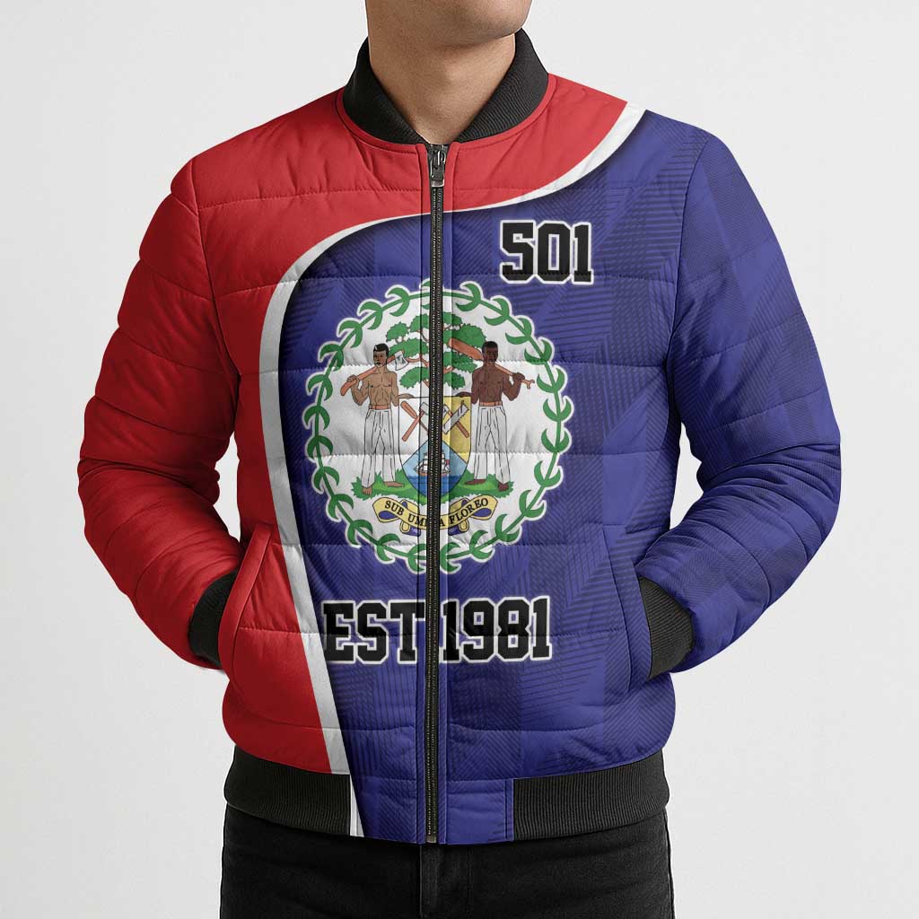 Belize Independence Day Bomber Puffer Jacket Since 1981 September 21 - Wonder Print Shop