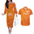 Custom Netherlands Soccer Couples Matching Off The Shoulder Long Sleeve Dress and Hawaiian Shirt Nederlands Vrouwenvoetbalelftal Go World Cup 2023 LT9 - Wonder Print Shop