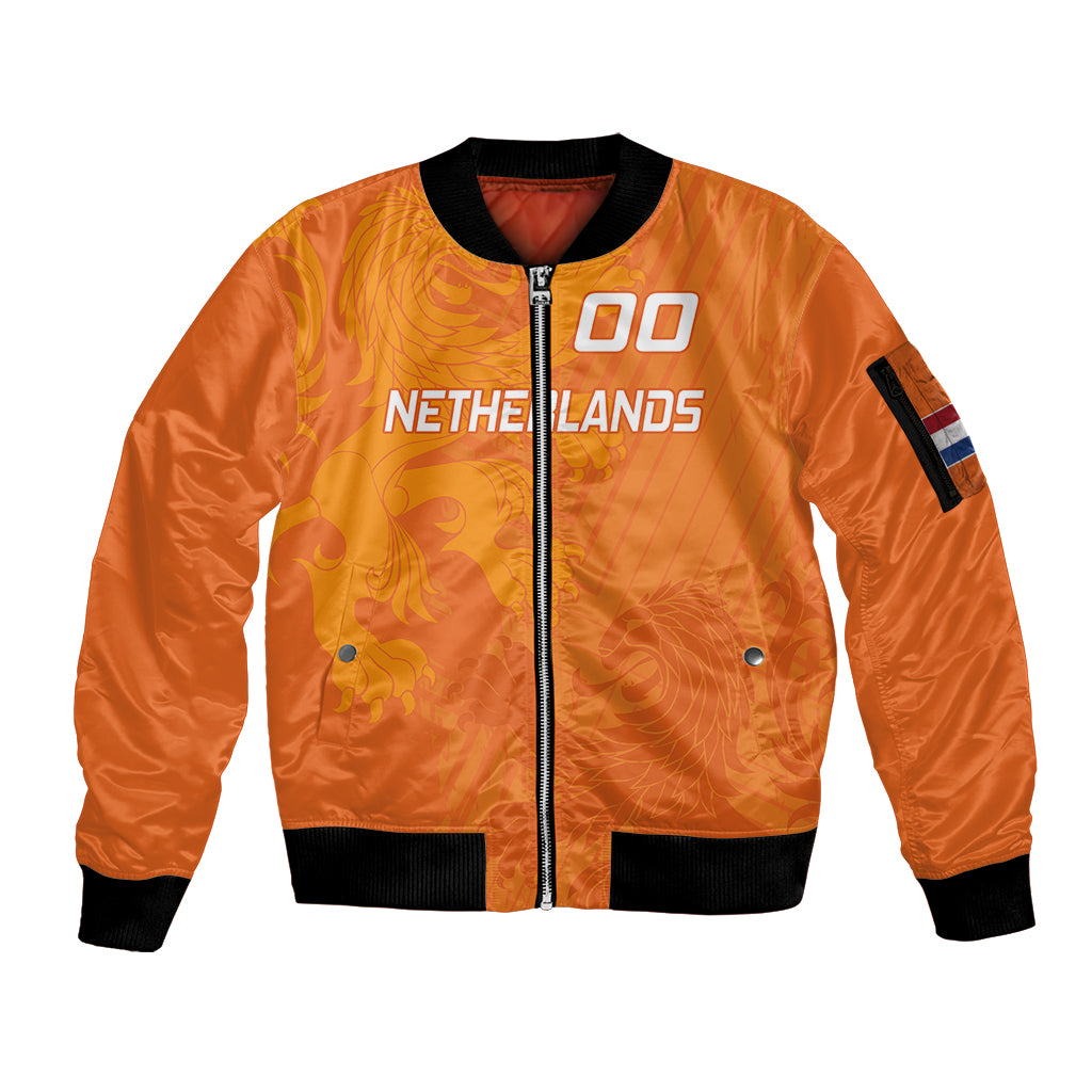 custom-netherlands-soccer-sleeve-zip-bomber-jacket-nederlands-vrouwenvoetbalelftal-go-world-cup-2023