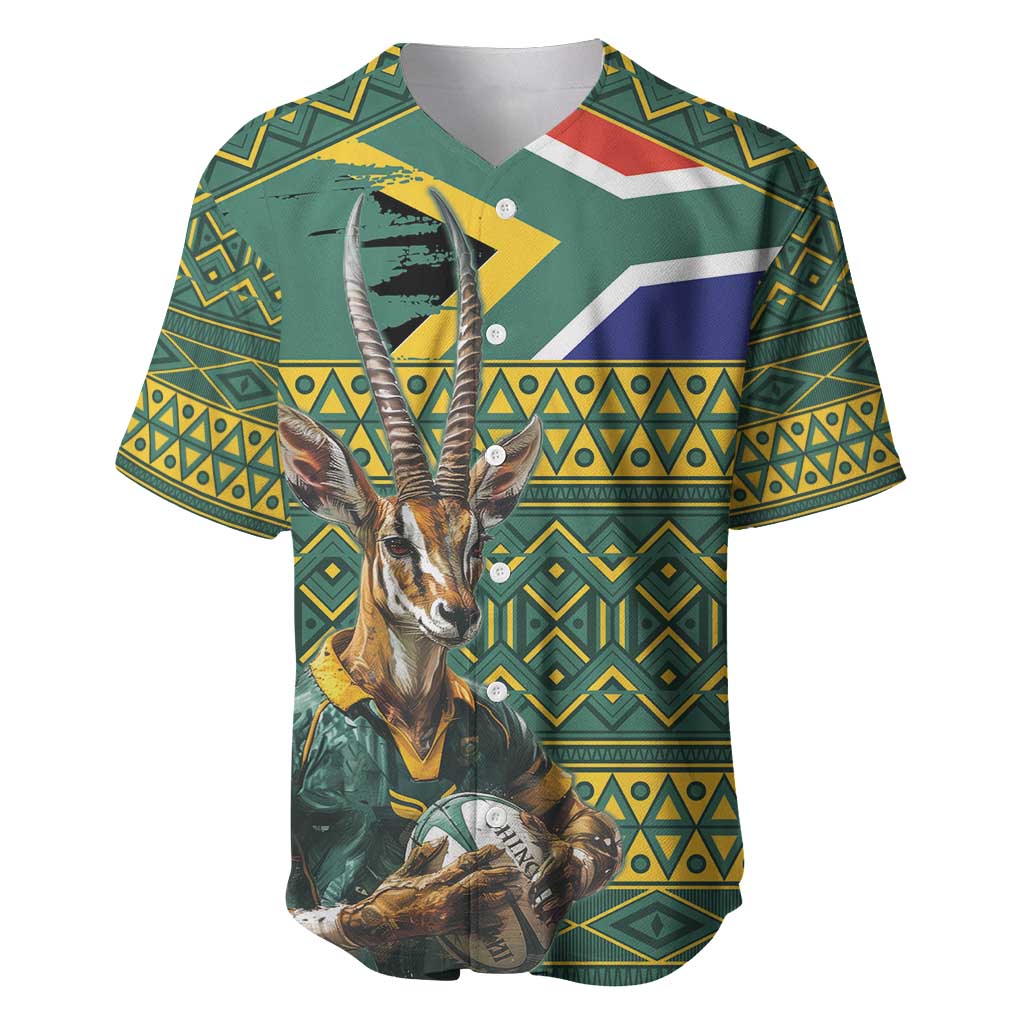 Custom South Africa Rugby Bokke Mascot Baseball Jersey With Flag Style LT9 - Wonder Print Shop