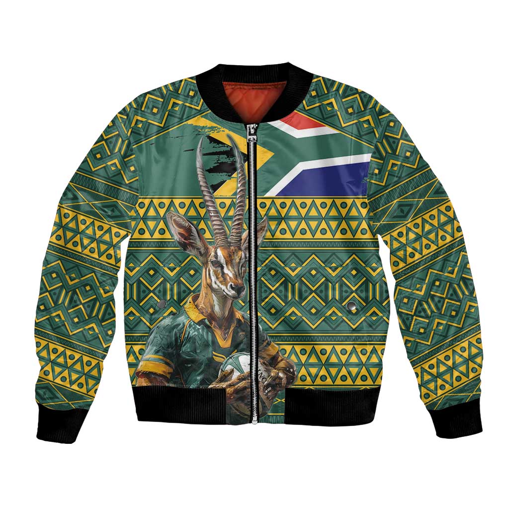 Custom South Africa Rugby Bokke Mascot Bomber Jacket With Flag Style LT9 - Wonder Print Shop