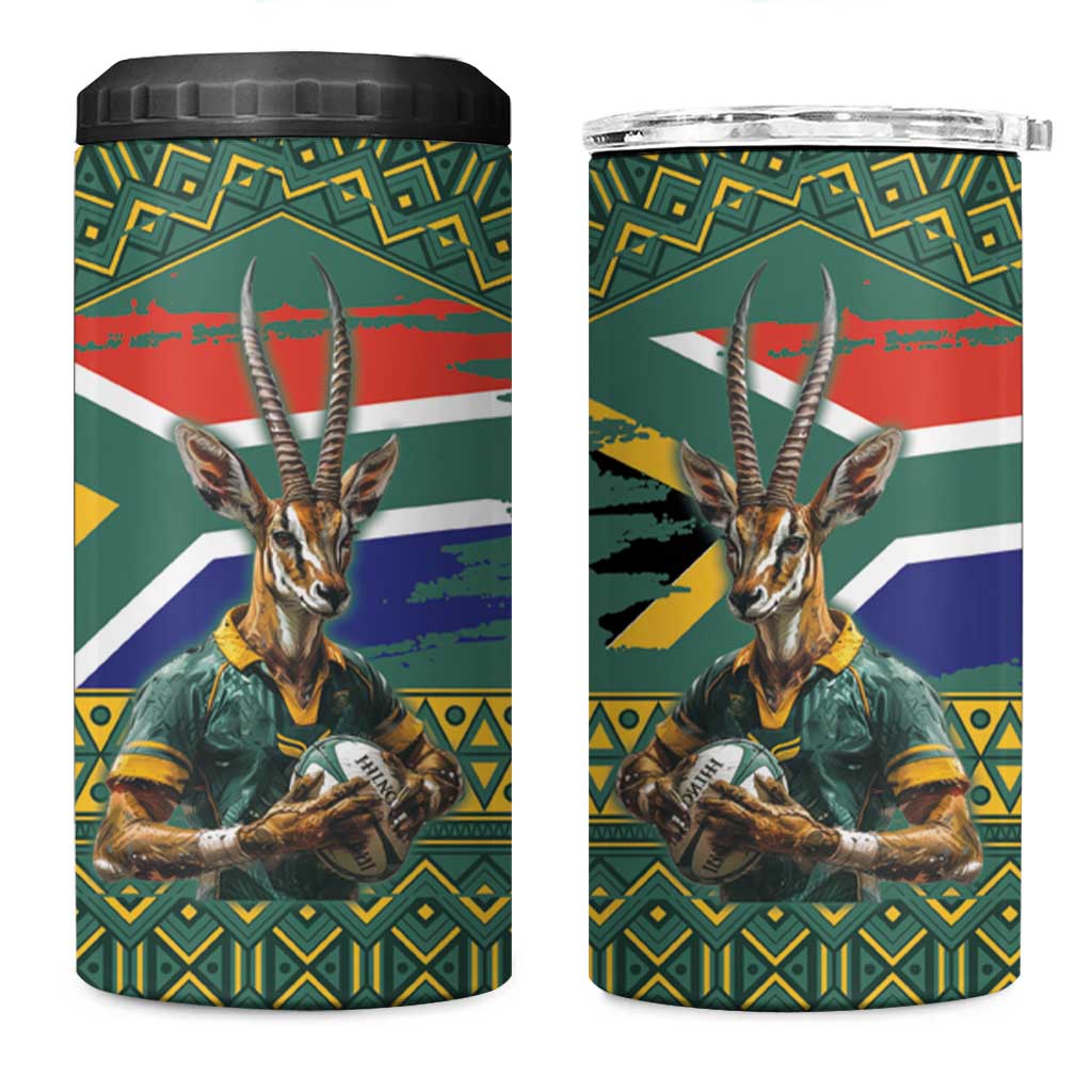 Custom South Africa Rugby Bokke Mascot 4 in 1 Can Cooler Tumbler With Flag Style LT9 - Wonder Print Shop