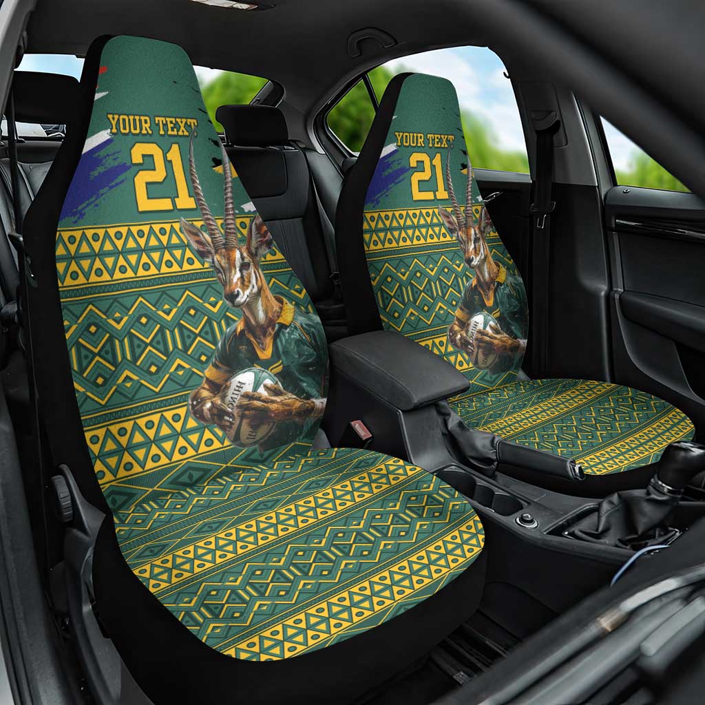 Custom South Africa Rugby Bokke Mascot Car Seat Cover With Flag Style LT9 - Wonder Print Shop