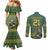 Custom South Africa Rugby Bokke Mascot Couples Matching Mermaid Dress and Long Sleeve Button Shirt With Flag Style