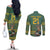 Custom South Africa Rugby Bokke Mascot Couples Matching Off The Shoulder Long Sleeve Dress and Long Sleeve Button Shirt With Flag Style