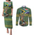 Custom South Africa Rugby Bokke Mascot Couples Matching Puletasi and Long Sleeve Button Shirt With Flag Style LT9 - Wonder Print Shop