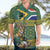 Custom South Africa Rugby Bokke Mascot Hawaiian Shirt With Flag Style - Wonder Print Shop