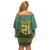 Custom South Africa Rugby Bokke Mascot Off Shoulder Short Dress With Flag Style - Wonder Print Shop