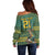 Custom South Africa Rugby Bokke Mascot Off Shoulder Sweater With Flag Style - Wonder Print Shop