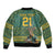 Custom South Africa Rugby Bokke Mascot Sleeve Zip Bomber Jacket With Flag Style - Wonder Print Shop