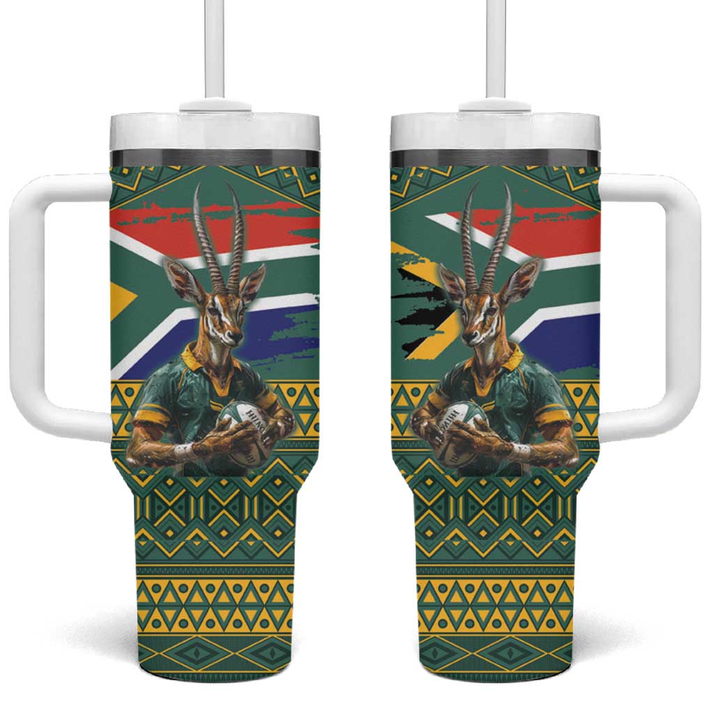 Custom South Africa Rugby Bokke Mascot Tumbler With Handle With Flag Style