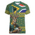 Custom South Africa Rugby Bokke Mascot Women V-Neck T-Shirt With Flag Style - Wonder Print Shop