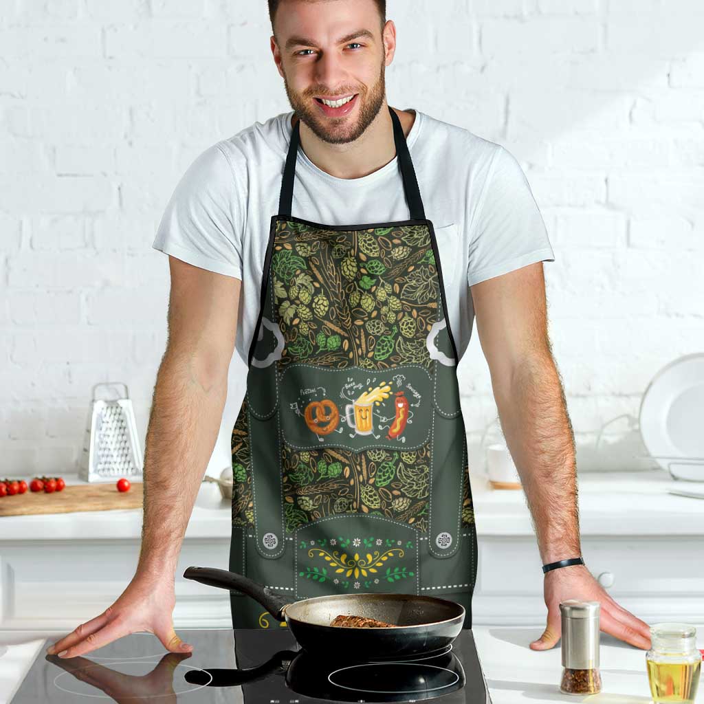 Lederhosen Oktoberfest Apron Hops And Malt Pattern - Wonder Print Shop