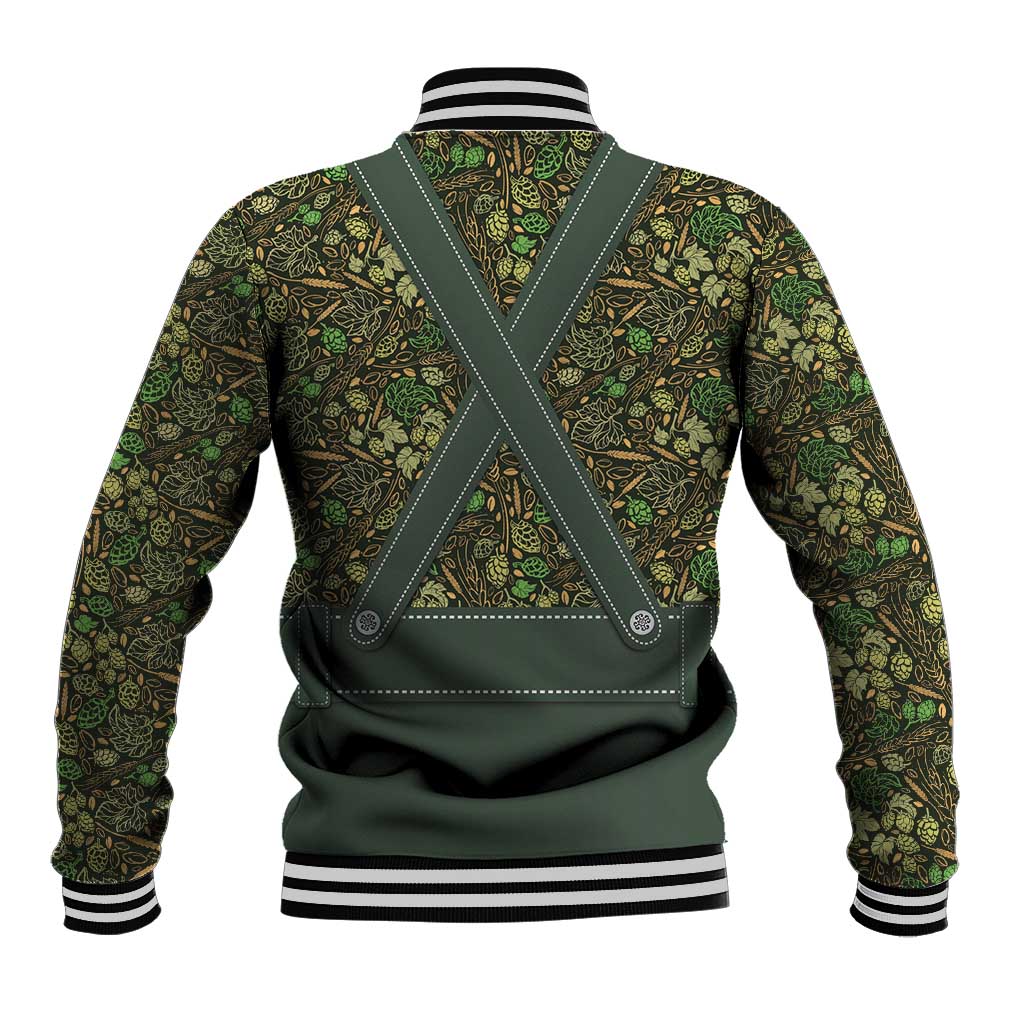 Lederhosen Oktoberfest Baseball Jacket Hops And Malt Pattern - Wonder Print Shop