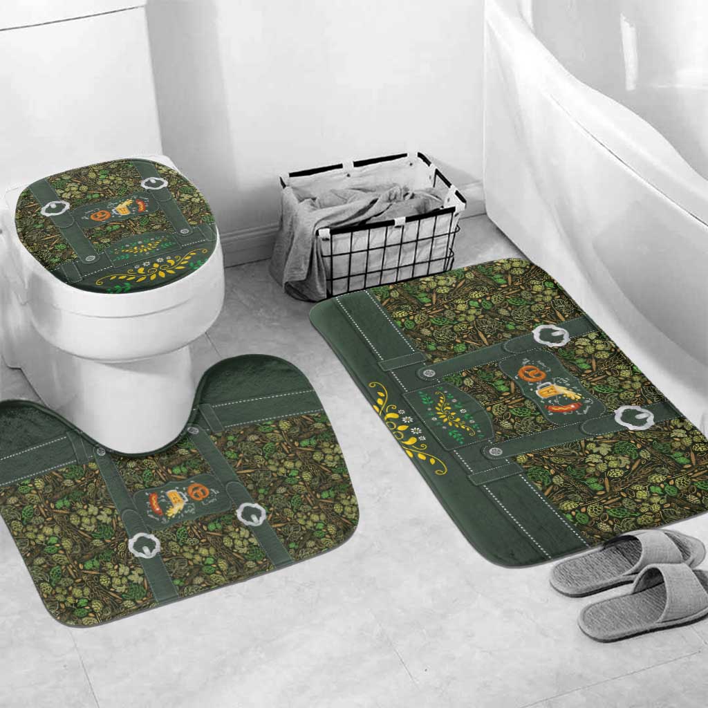 Lederhosen Oktoberfest Bathroom Set Hops And Malt Pattern - Wonder Print Shop