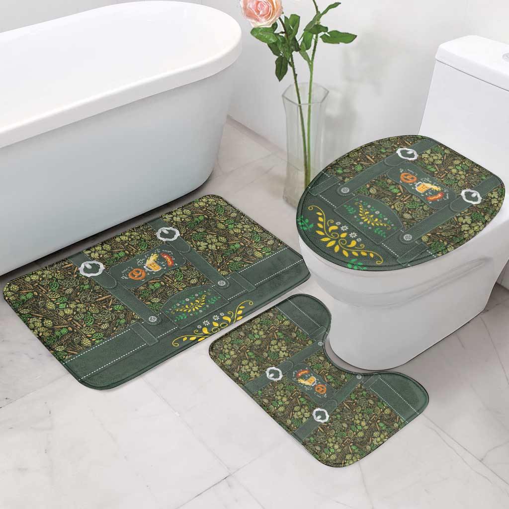 Lederhosen Oktoberfest Bathroom Set Hops And Malt Pattern - Wonder Print Shop