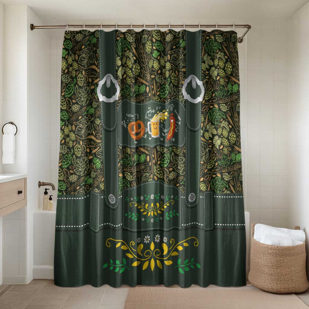 Lederhosen Oktoberfest Bathroom Set Hops And Malt Pattern - Wonder Print Shop