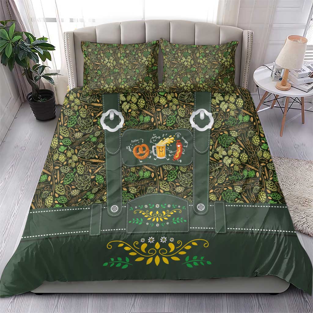 Lederhosen Oktoberfest Bedding Set Hops And Malt Pattern - Wonder Print Shop