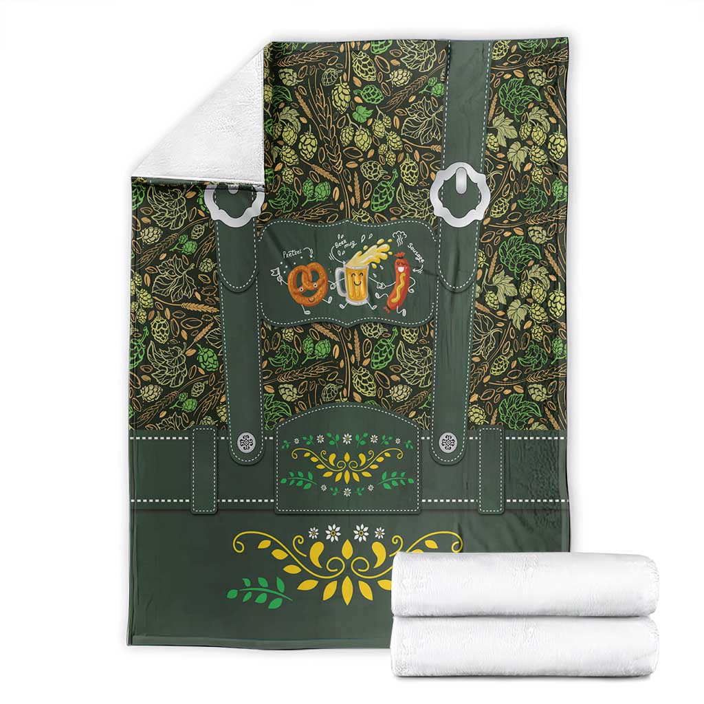 Lederhosen Oktoberfest Blanket Hops And Malt Pattern - Wonder Print Shop
