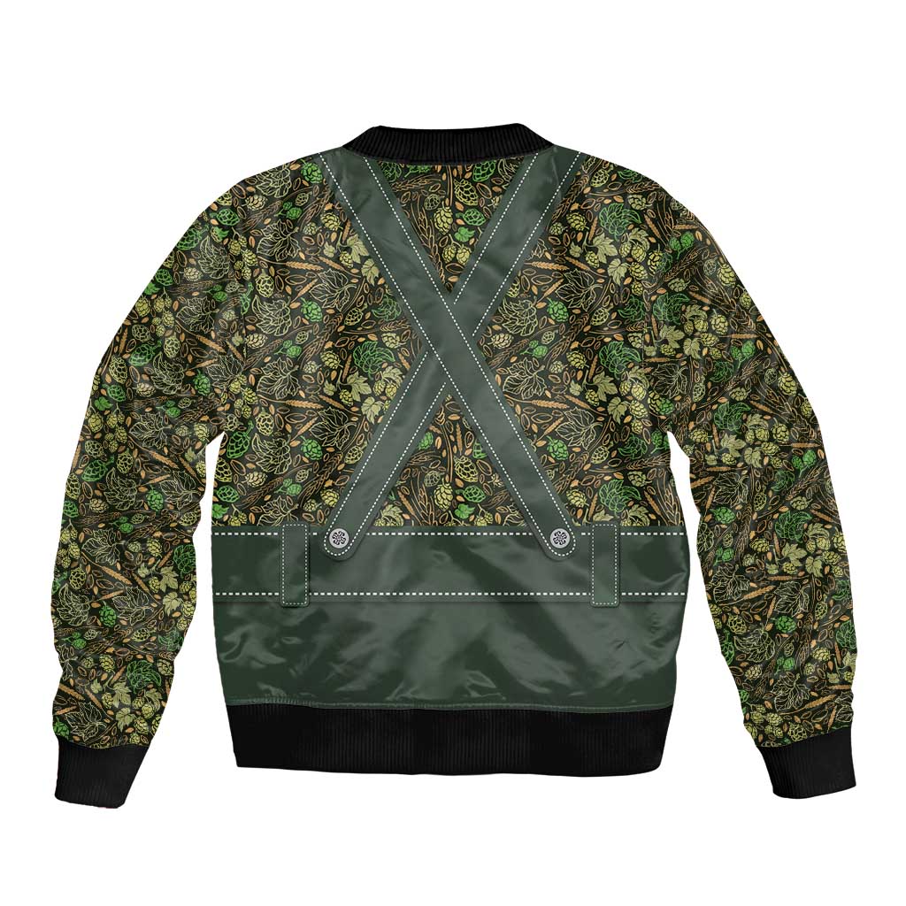 Lederhosen Oktoberfest Bomber Jacket Hops And Malt Pattern - Wonder Print Shop