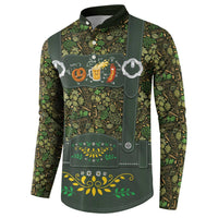 Lederhosen Oktoberfest Button Sweatshirt Hops And Malt Pattern - Wonder Print Shop