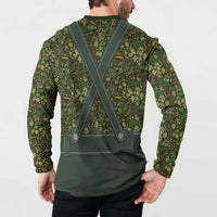 Lederhosen Oktoberfest Button Sweatshirt Hops And Malt Pattern - Wonder Print Shop