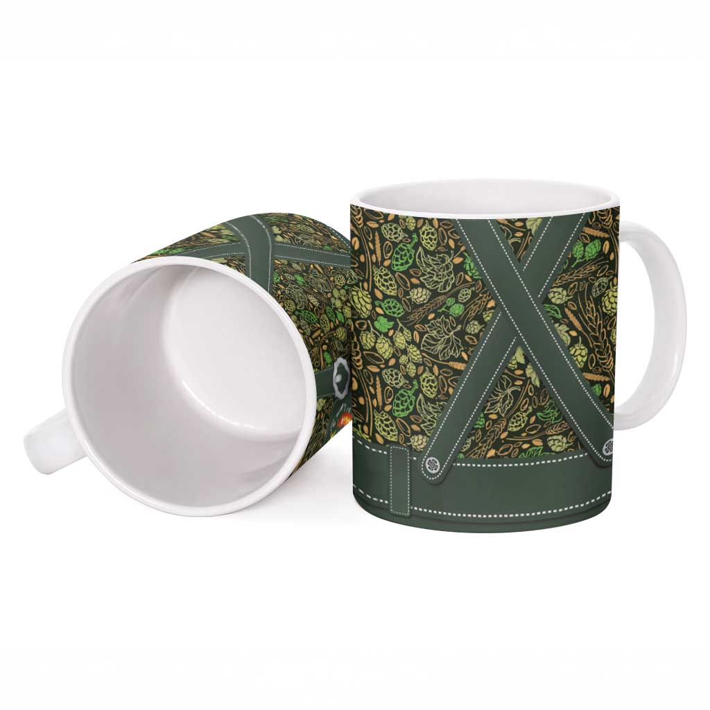 Lederhosen Oktoberfest Ceramic Mug Hops And Malt Pattern - Wonder Print Shop