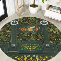 Lederhosen Oktoberfest Round Carpet Hops And Malt Pattern - Wonder Print Shop