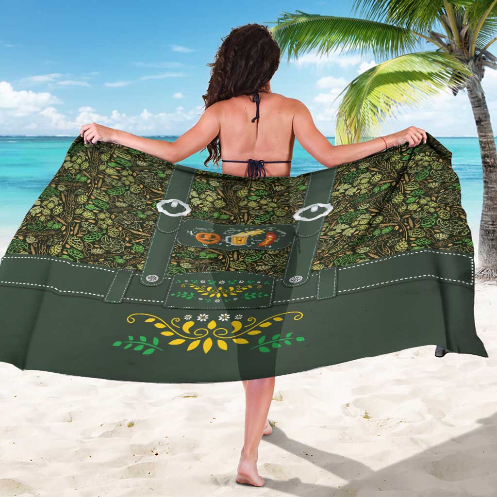 Lederhosen Oktoberfest Sarong Hops And Malt Pattern - Wonder Print Shop