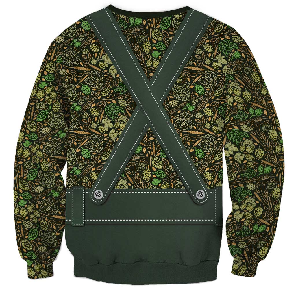 Lederhosen Oktoberfest Sweatshirt Hops And Malt Pattern - Wonder Print Shop