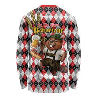 Oktoberfest Beaver Long Sleeve Shirt On My Wurst Behaviour - Wonder Print Shop