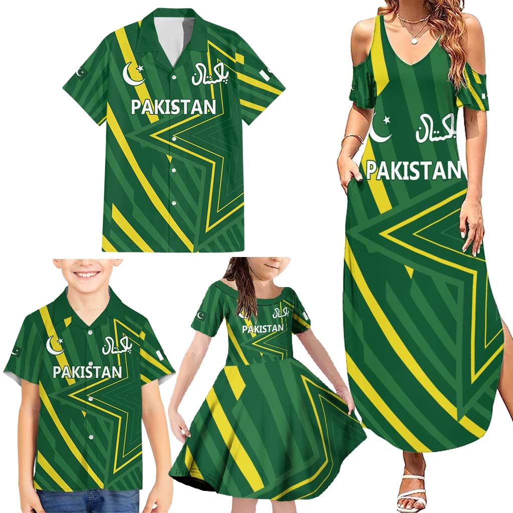 Pakistan Cricket Custom Family Matching Summer Maxi Dress and Hawaiian Shirt Shaheen Falcon Go Champions - Wonder Print Shop