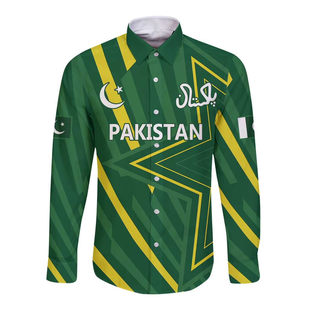 Pakistan Cricket Custom Long Sleeve Button Shirt Shaheen Falcon Go Champions - Wonder Print Shop